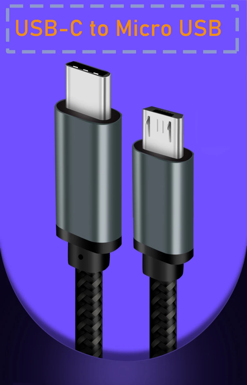 Braided USB-C to Micro USB OTG Charging & Sync Cable
