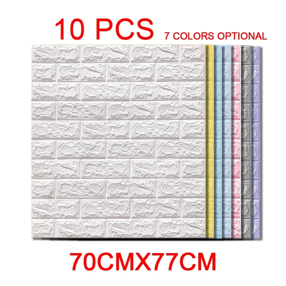 

Imitation Brick 3D Wall Sticker Wallpaper For Living Room Kitchen TV Backdrop 10 Pcs DIY Waterproof Self Adhesive 70x77 cm