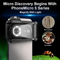 APEXEL New Upgrated 100X-200X Microscope Lens  3in 1Phone Camera Lens Kit Macro Lenses with LED Light for almost All Smartphone 5