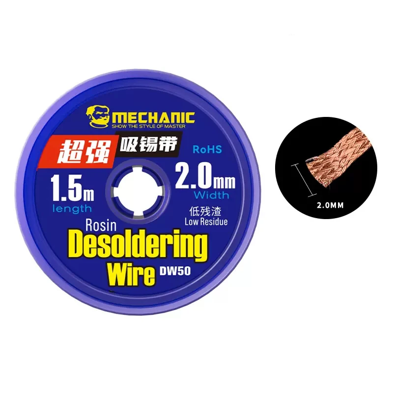 Solder Remover Desoldering Braid Soldering Repair Tool Desoldering Mesh Braid MECHANIC Strong Solder Wick Desoldering Mesh Wire 1.0/1.5/2.0/2.5/3.0/3.5mm 1.5M Length BGA Tin Remover