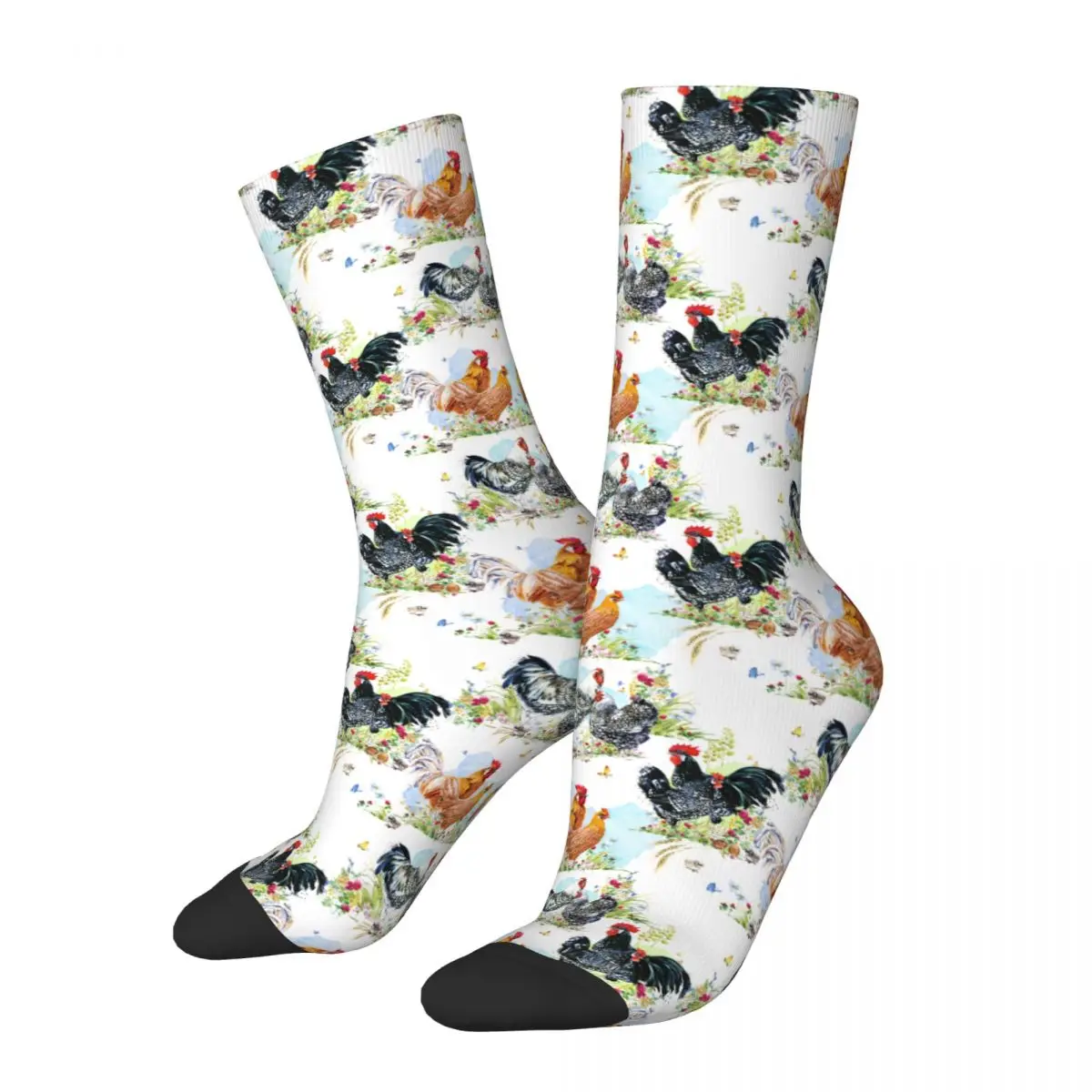 

Cool Cartoon Chicken Cute Animal Football Socks Polyester Long Socks for Women Men Sweat Absorbing