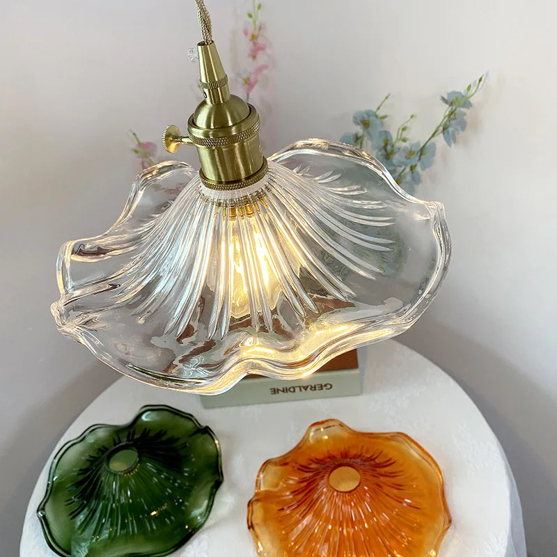 Nordic Chandelier Living Room Pendant Lights Flower Shaped Glass Lampshades Led Lamp Dining Table Lighting Bedroom Decoration - Image 5