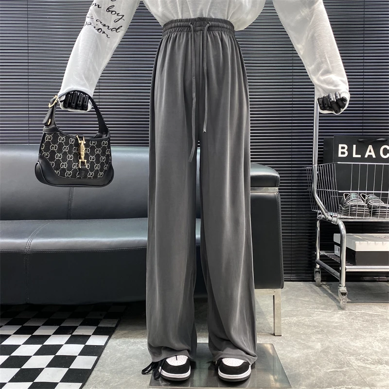 

Новинка 2022, дизайнерские новые стильные модные женские брюки от известного бренда, универсальные повседневные брюки с завязками, широкие брюки с высокой талией