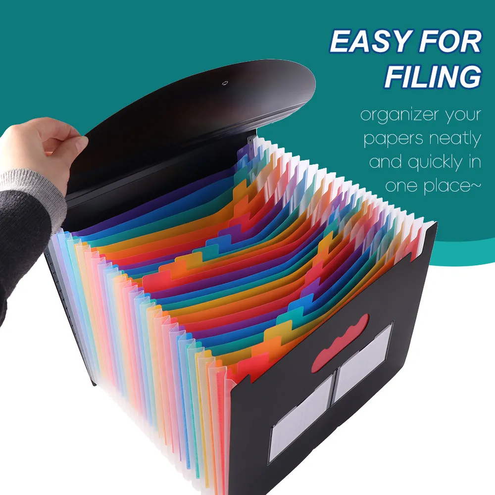 25 vakken documentenorganizer van plastic in regenboogkleuren, uitbreidbare archiefdoos met grote capaciteit, multifunctionele map voor kunstbenodigdheden en schoolspullen_voghion.com