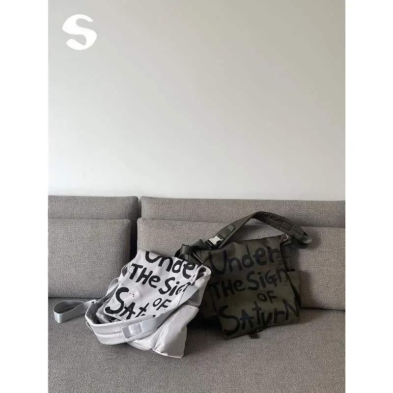 Shoulder Bag Nylon Cool Handsome South NEW Simple Personality Graffiti Letter Printed Large Capacity Daily Casual Crossbody Bag