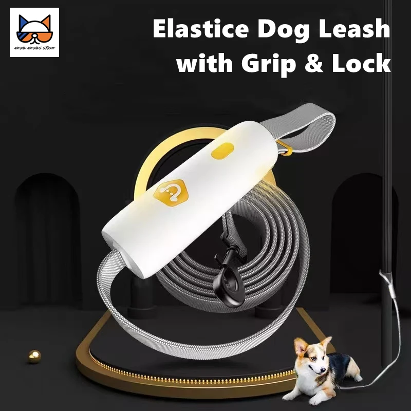 puppy collars MEOWS Retractable Elastic Dog Leash Anti-Explosion Reflective Stripe Metal Clasp Comfortable Handle Easy Grip&Lock Hands Free Dog Collars comfotable