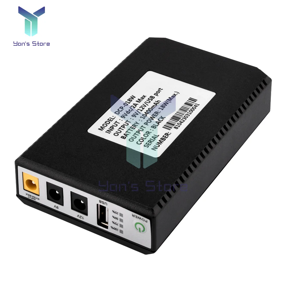 Uninterruptible Power Supply DC UPS Battery Backup 10400mAh 5V 9V 12V 1A Output Mini Portable High-capacity