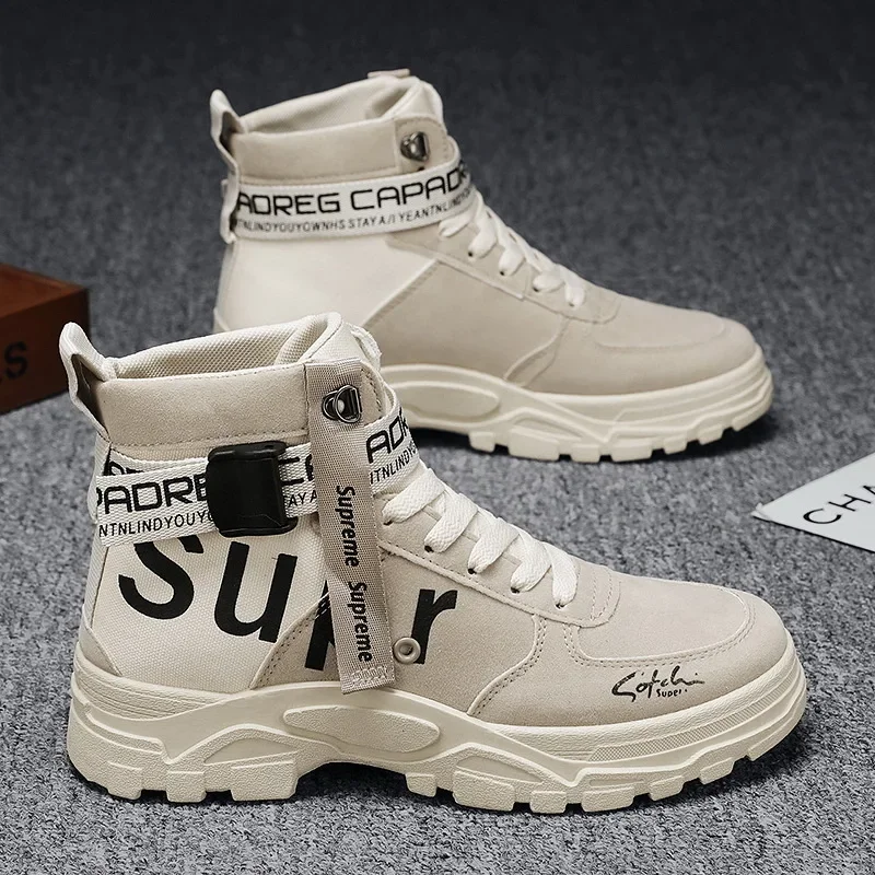 

Board shoes men's new fall and winter with round head high-top trend boots men's military boots men's shoes
