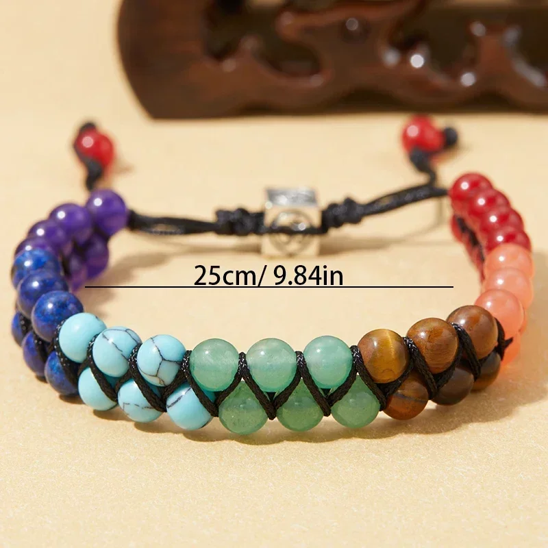 Bohemian Style Handmade Stone Chakra Anklet For Women 1pc Adjustable Double Strands fashion accessories