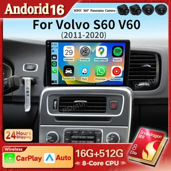 Reproductor Multimedia Android 16 Carplay Auto con Pantalla 2K para Volvo S60 V60 2011 - 2020, Radio de Auto 2Din, Autoradio DSP Estéreo Qualcomm 1