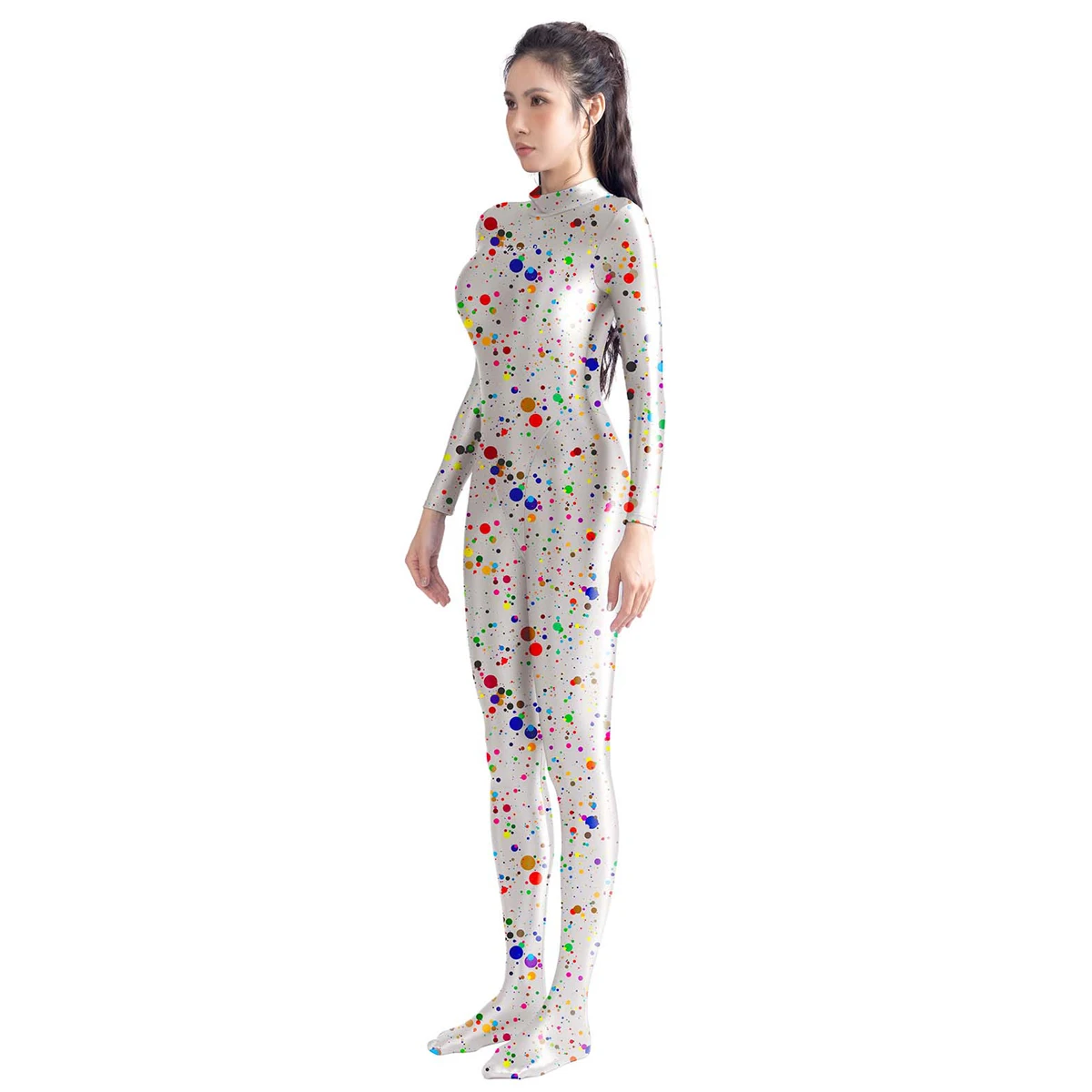 AMORESY Weihnachtsgeschenk für Frauen, glitzernder Satin, elastischer Reißverschluss hinten, Bademode, Overall, Bodysuit, Overall, Playsuit, Clubwear, Party – Detail 15