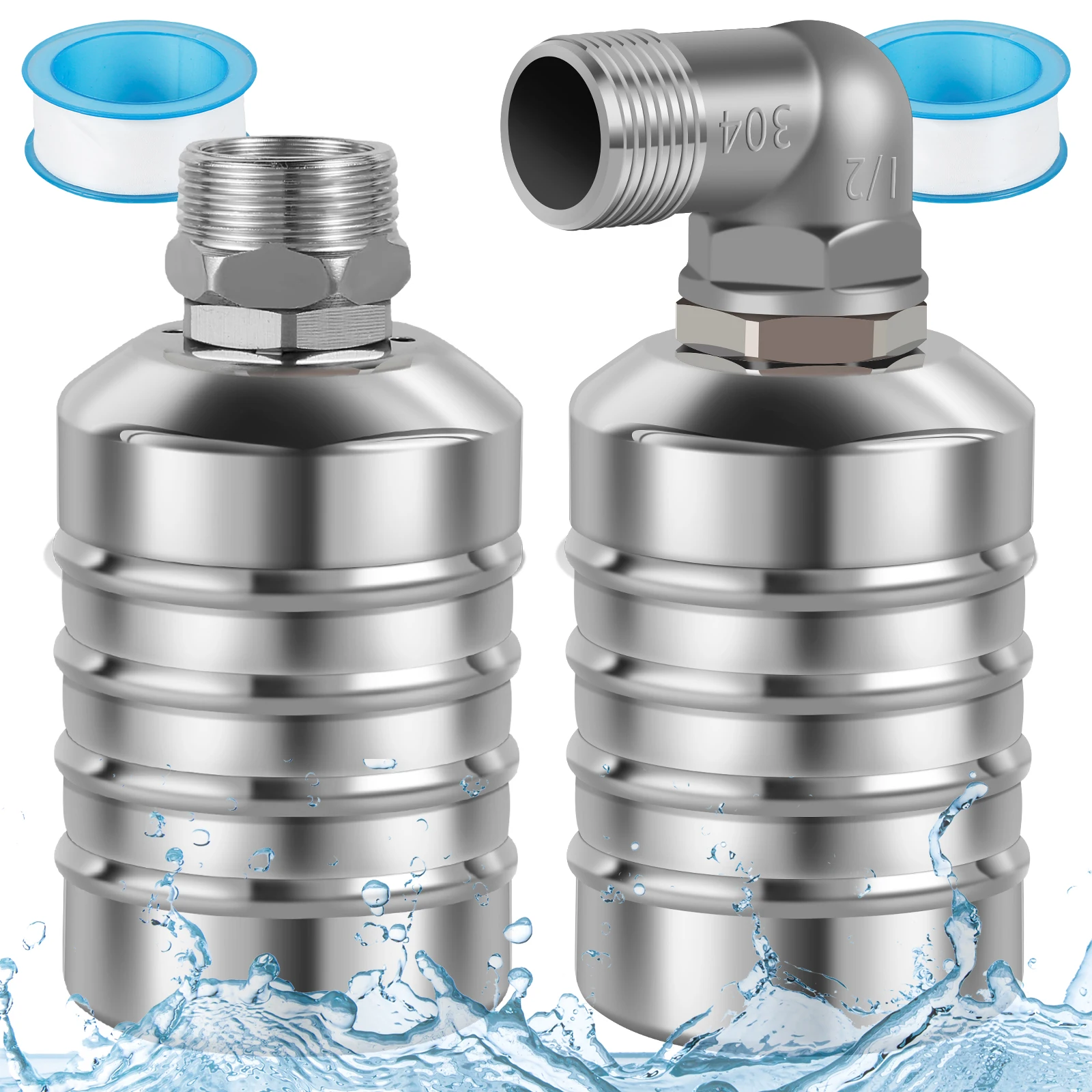 

2Pcs Water Level Control Float Valve 304 Stainless Steel Fully Automatic Mini Floating Ball Valve Upper/Side Water Intake