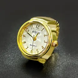 Elegant Round Golden Silver Quartz Ring Watches (Golden)