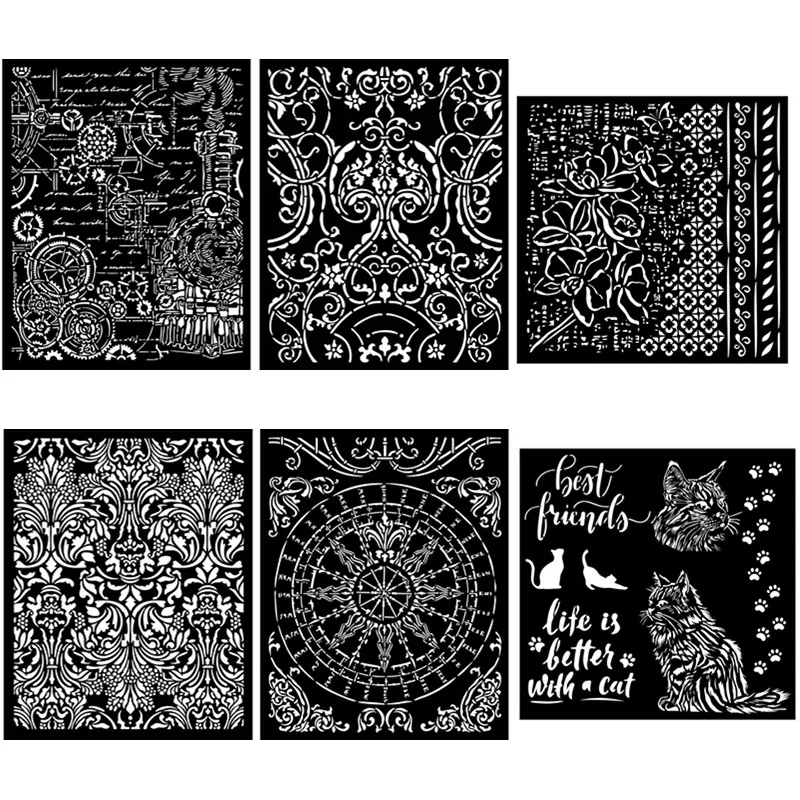 Fantasy World Gears Metal Decor Damasque Round Orchids Cats Orchid Pattern Best Friends Metal Cutting Die Stamp Scrapbook Fai Da Te