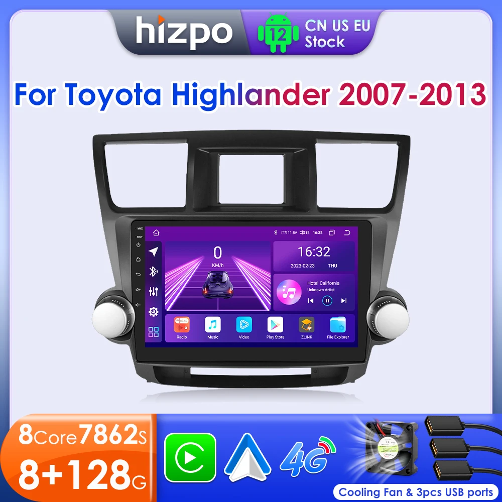 

Hizpo Android 12 For Toyota Highlander 2 XU40 2007 2008 2009 2010 2011 2012 2013 Multimedia Stereo Car Player Navigation GPS RDS