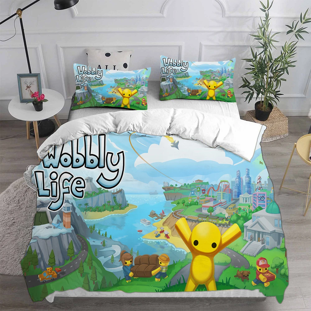 Copripiumino Set Biancheria Da Letto Wobbly & Life Single Twin Full Queen King Size Trapunta Anime Copriletto Federa 2-3 Pezzi Set