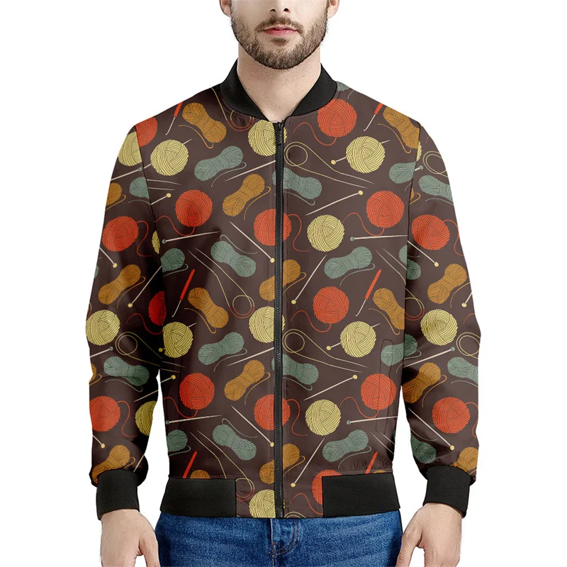 thumbnail image 1 of Chaquetas con estampado 3D de bolas de lana de colores para hombres y niños, sudadera de primavera y otoño, chaqueta bomber informal con cremallera, abrigo, 1 of 5