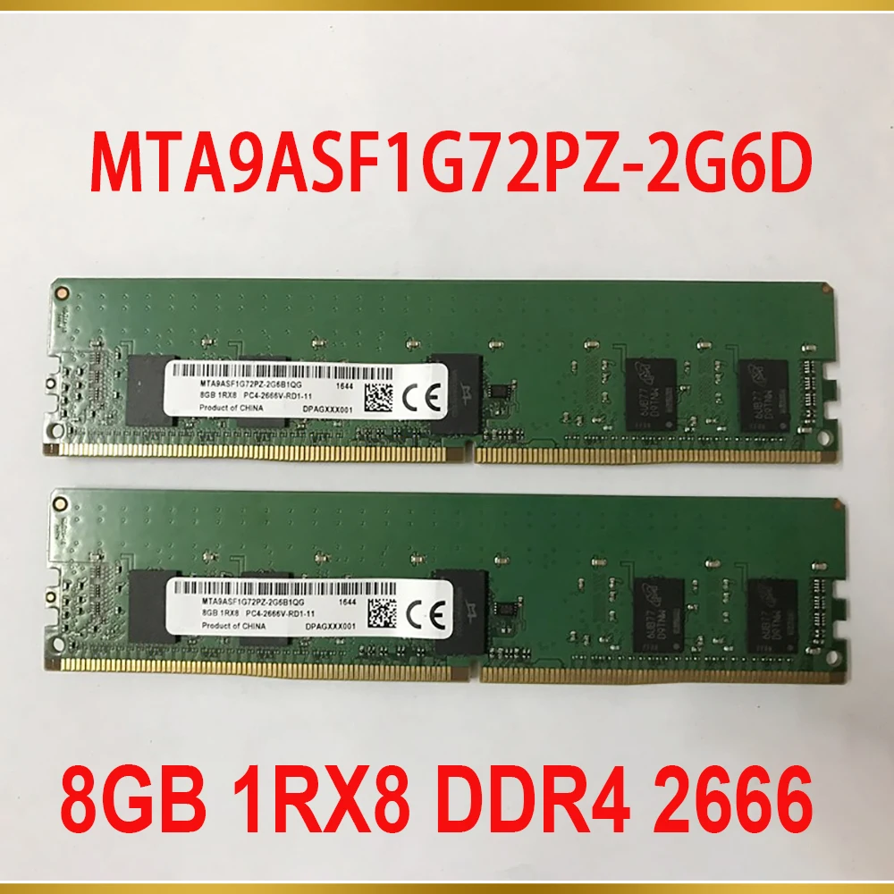 1PCS For MT 8G 8GB 1RX8 DDR4 2666 PC4 2666V RD1 11 RDIMM Server Memory MTA9ASF1G72PZ