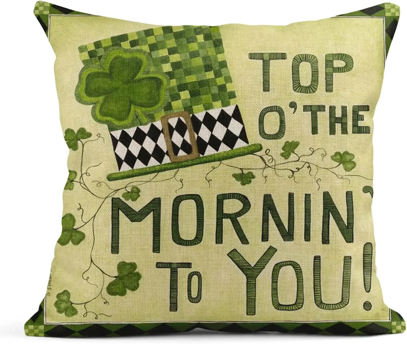 

Pillow Cover Green White Lucky Linen Home Decoration Cushion Cover Outdoor Bed Sofa Bar Wedding Sofa pillowcase 50*50 decor