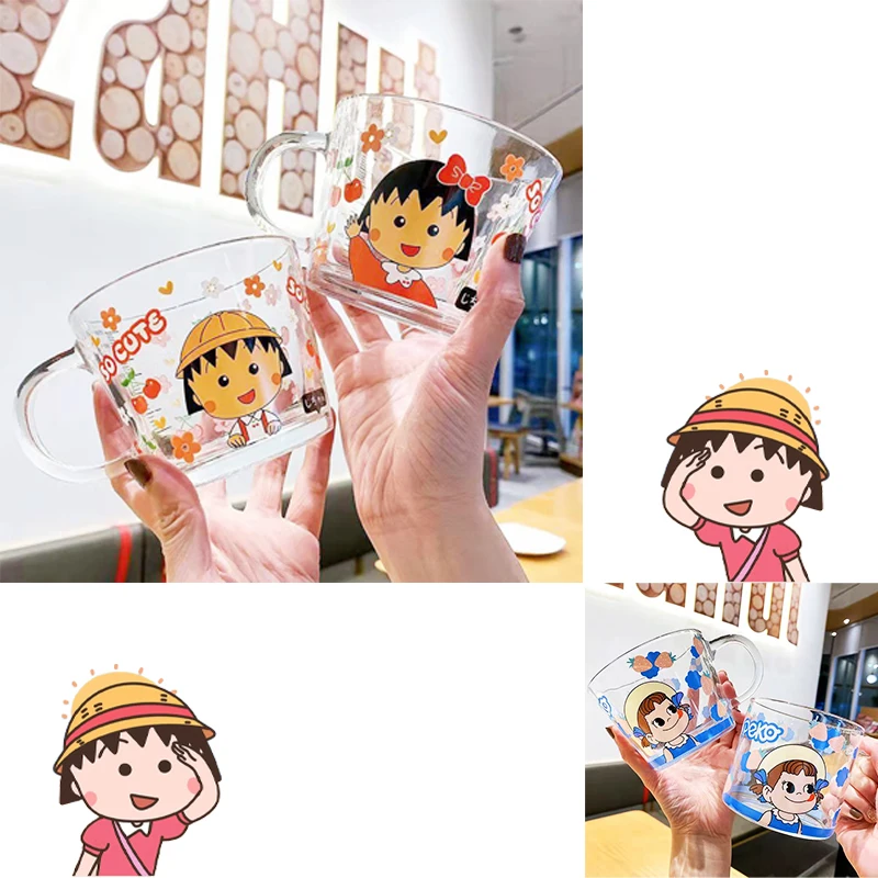 Kawaii Chibi Maruko-Chan Glass Cup with Handle Cartoon