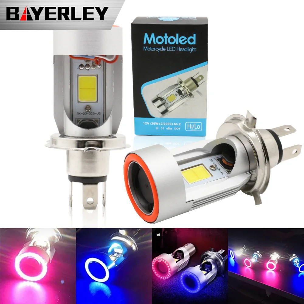 Motociclo Azzurro Rosso Angel Eye Led Faro Hs1 H4 Ghost Fire Devil Eye Modifica Auto Elettrica Integrata Ba20D