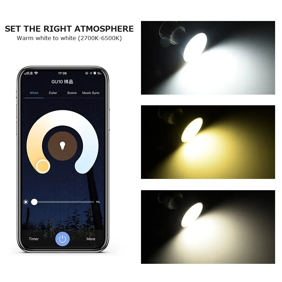 Tuya Bluetooth Smart Light Bulb GU10 RGB CW LED Lamp Sporlight 5W Dimmable APP Control For Smart Life Room Home Decor smart led bulb led lamp smart night lamp