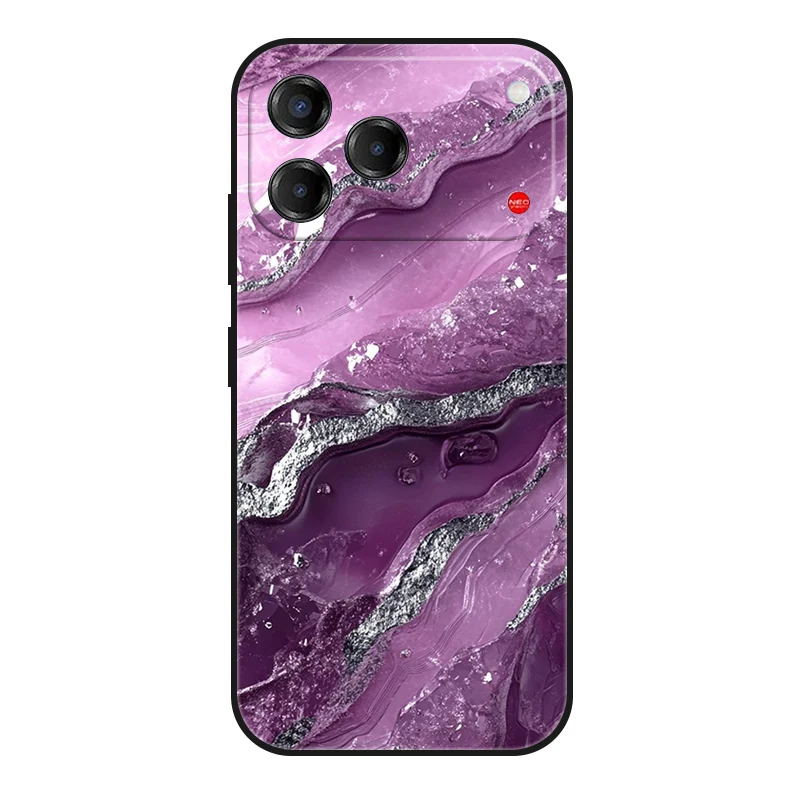 Marble Painted Soft Matte Silicone Back Cover - Elegant Design Case