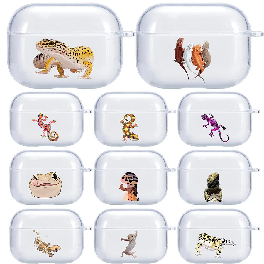 Custodia Per Airpods 1 2 3 Pro 2Nd Cover Per Auricolari Wireless Gecko Air Pod Pro Cool Funny Animal Soft Tpu Funda Capa