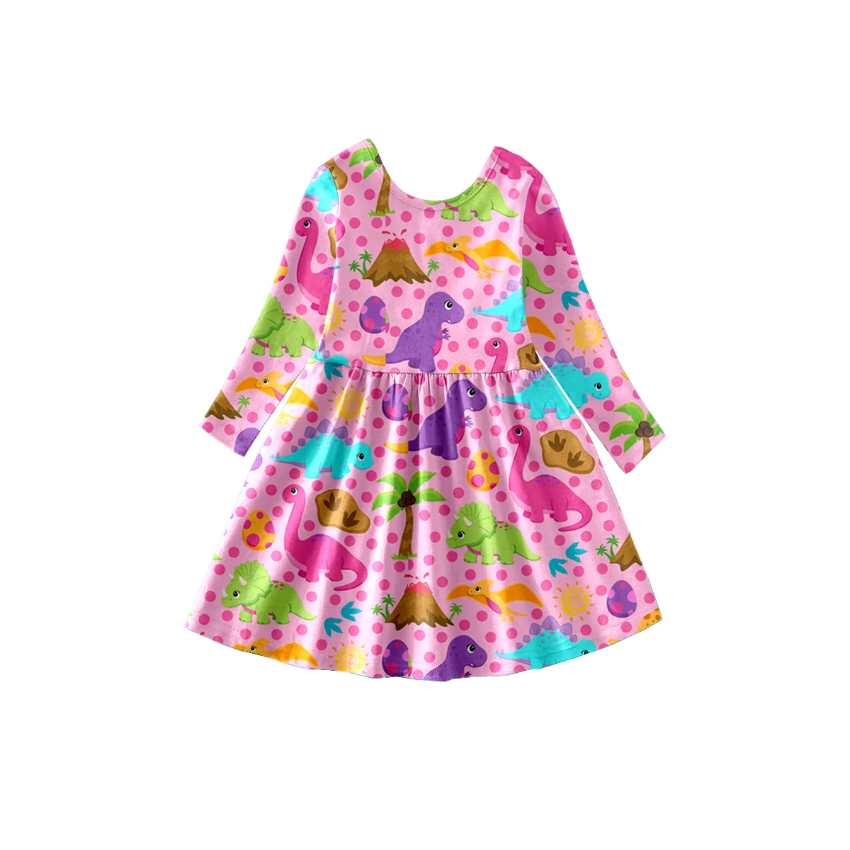 

Thank FaChildren's New Arrival Girls Crewneck Long Sleeve Dress Cute Printed Fashion Boutique Clothing