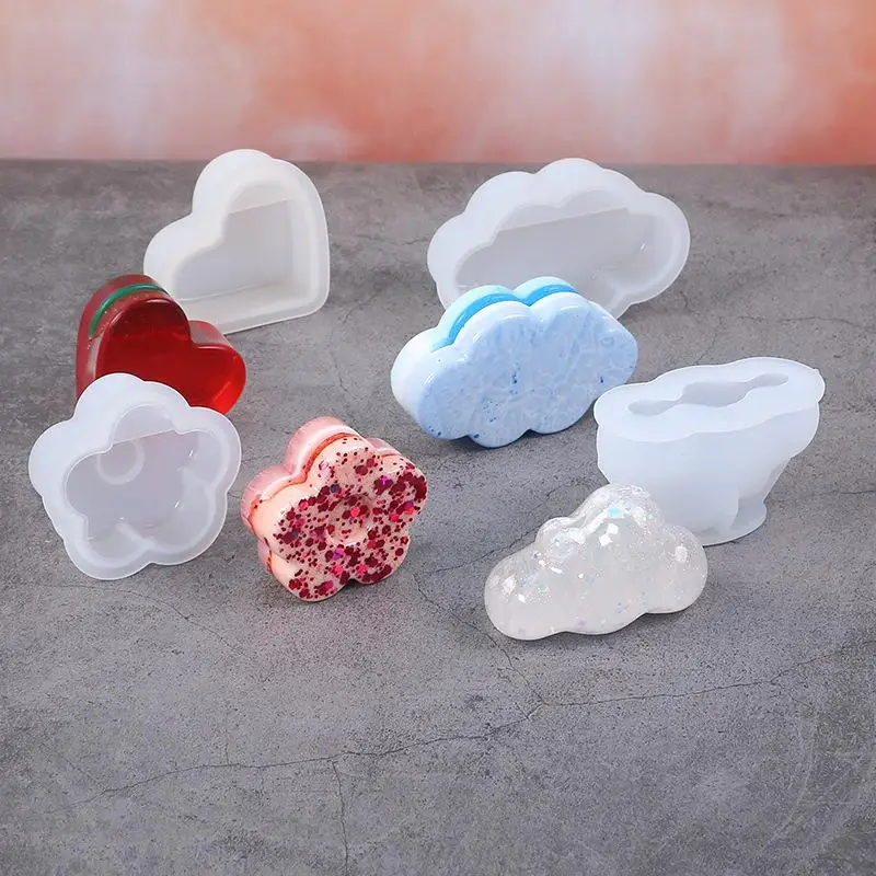Elegant Silicone Mold for Heart, Cloud & Flower Card Holders - DIY Desktop Ornaments with Epoxy Resin