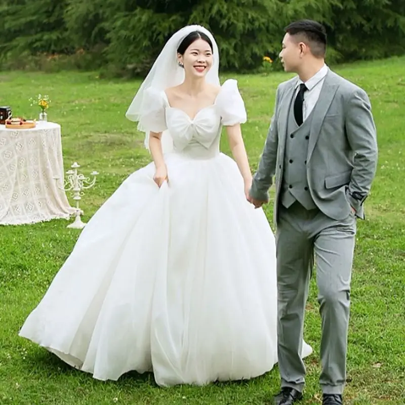 

Harajpee Wedding Dress 2024 New Bride Summer Travel Photography French Goddess Gentle Dresses Simple Runaway Princess Vestido
