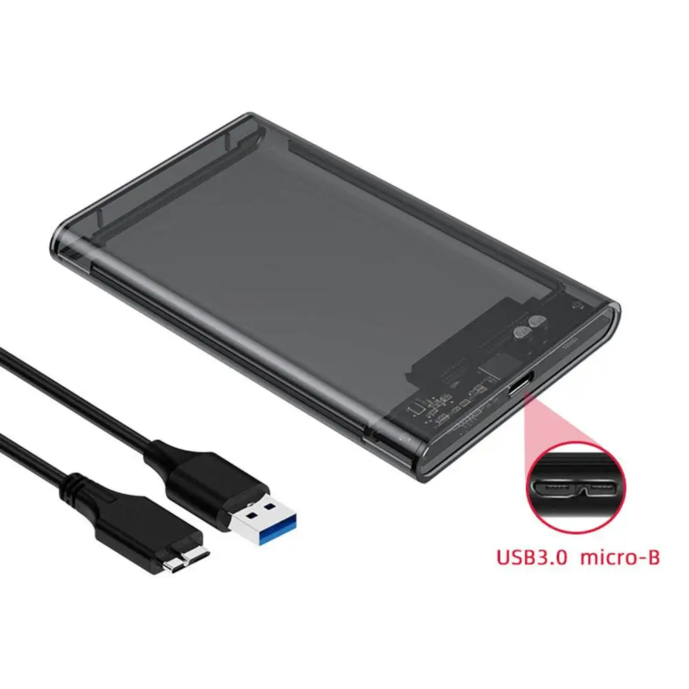 USB 3.0 Transparent Mobile Hard Disk Box 2.5 Inch SATA Serial Port SSD External Hard Drive Enclosure Disk Boxs