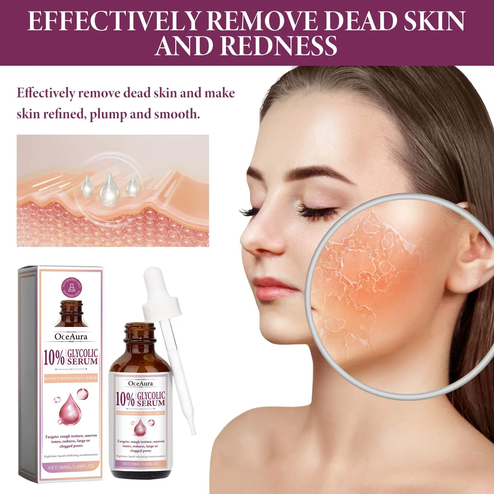 Glycolic Acid 10% Toning Solution Fade Fine Lines Firming Face Serum Improve Facial Dryness Redness Glycolic Acid Repair Essence 5