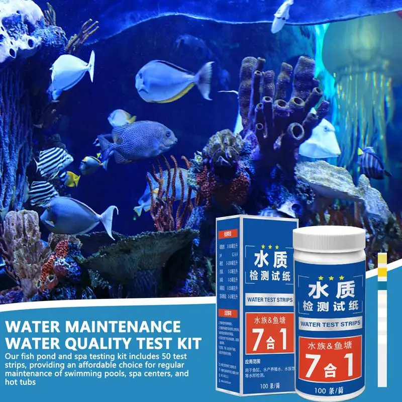 Aquarium Water Test Kit Quick And Accurate Pool Test Strips 7 In 1 Hot Tubs Swimming Pool And Spa Tester for Residual Chlorine