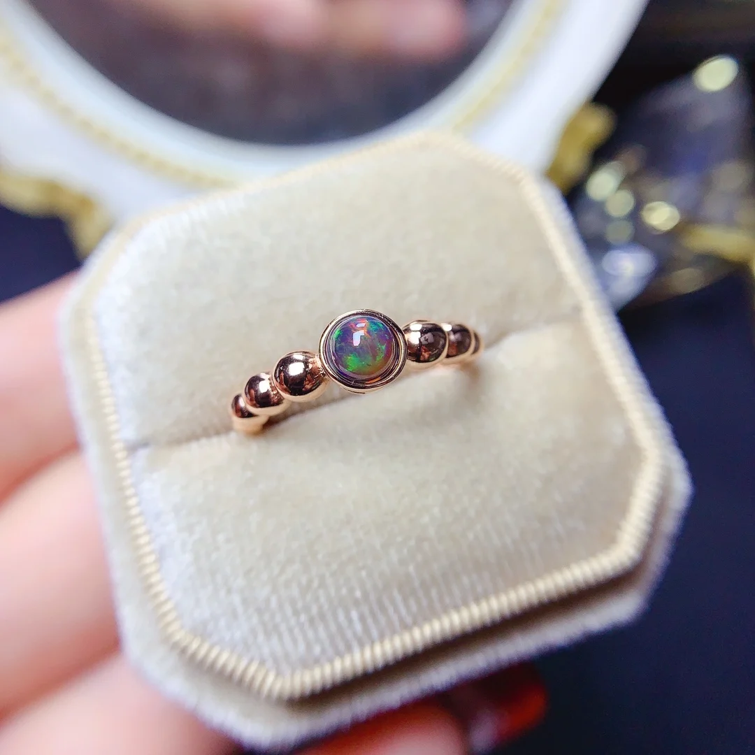 

【M&T】New natural black opal ring topaz ring women's ring elegant luxury jewelry wedding party gift