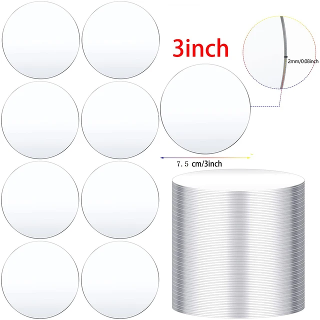 50pcs 3in Rondes En Acrylique Clair Feuilles De Circles Acrylique