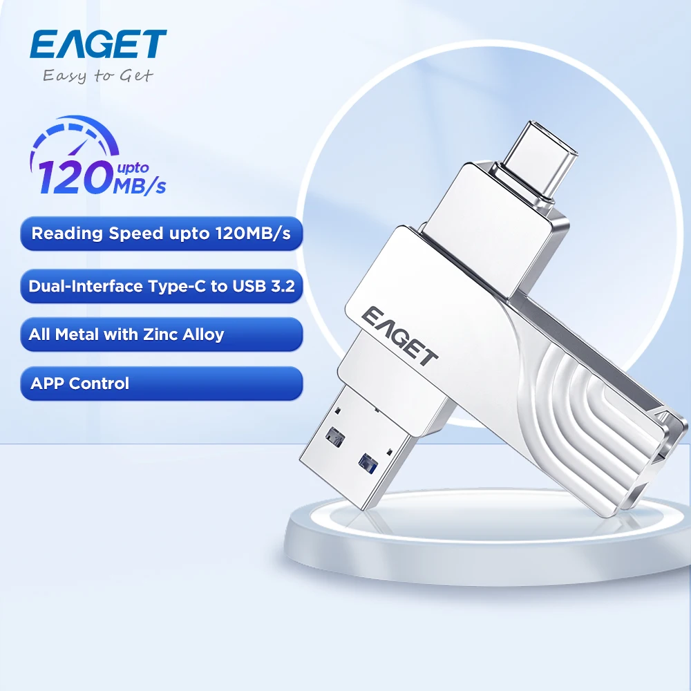 EAGET CF30 USB 3. 2 Type C To USB Flash Drive Pen Drive 1T 32GB 2 in 1 USB 3.2 Memory Stick flash Disk Type-C Pendrive 2 in 1 metal usb flash drive pendrive 4 8 16 32 64g flash memory stick portable usb type c 2 0 pen drive usb stick cle usb