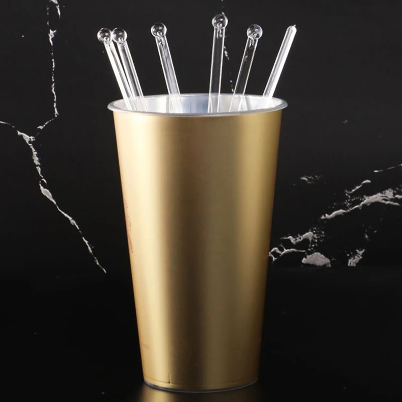 100Pcs/set Transparent Round Head Plastic Stirring Mixing Sticks Cocktail Drink Bar Muddler Ladle Stirrer Swizzle Stick Barware