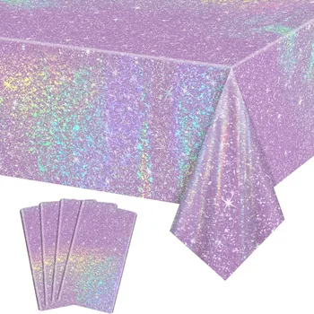 Disposable tablecloth thickened color laser party aluminum film rainbow birthday party decoration tablecloth wholesale