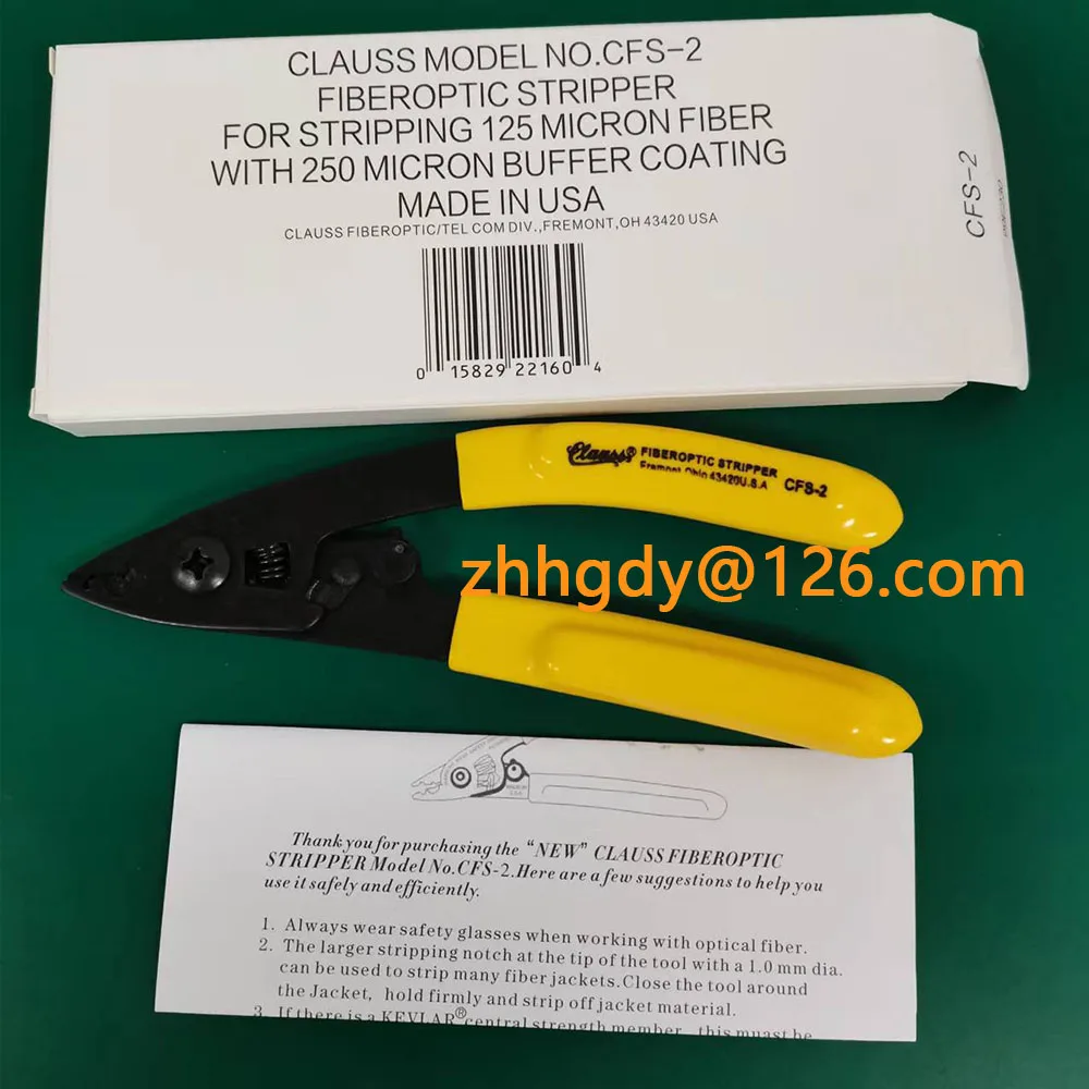 Clauss CFS-2 Fiberoptic Stripper For Stripping 125 Micron Fiber with 250μm Buffer Coating Fremont Ohio 43430 Made in USA