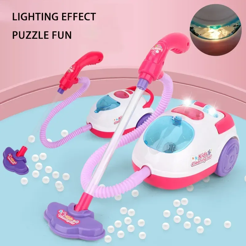 Children Pretend Play Toys Housekeeping Tools Set Simulation Furniture Vacuum Cleaner Charging Housework Dust Catcher Girls Gift