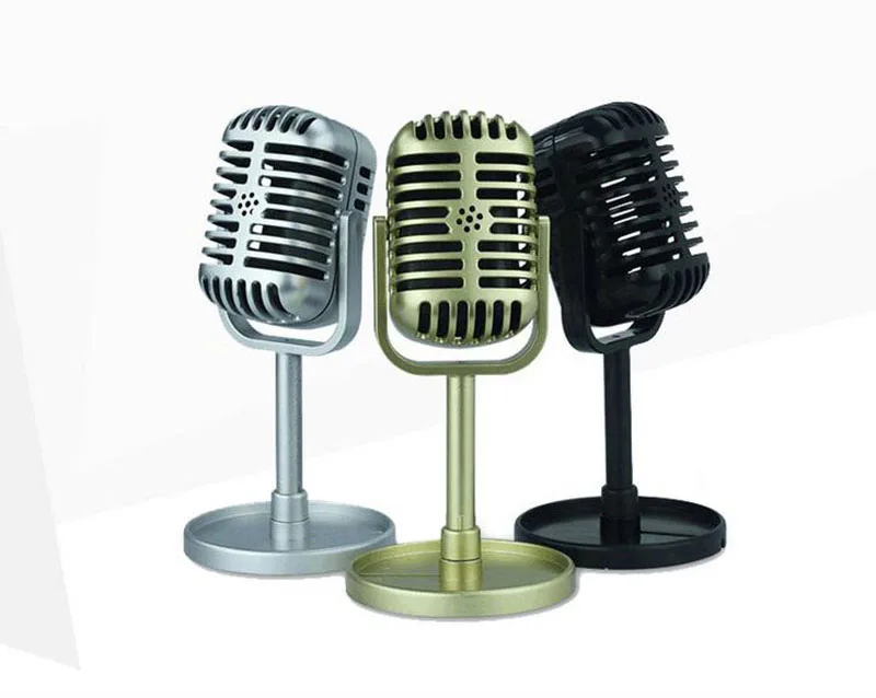 Analog Classic Retro Dynamic Vocal Microphone Retro Style Words Live Shooting Background Fake Microphone Model Props Toy Posing microphone for computer