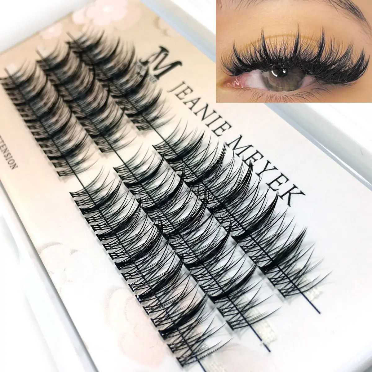 

1Box V-shape Segment Individual Lashes Natural Long Volume Fluffy Dramatic False Eyelashes DIY Handmade Eyelash Extension Tools