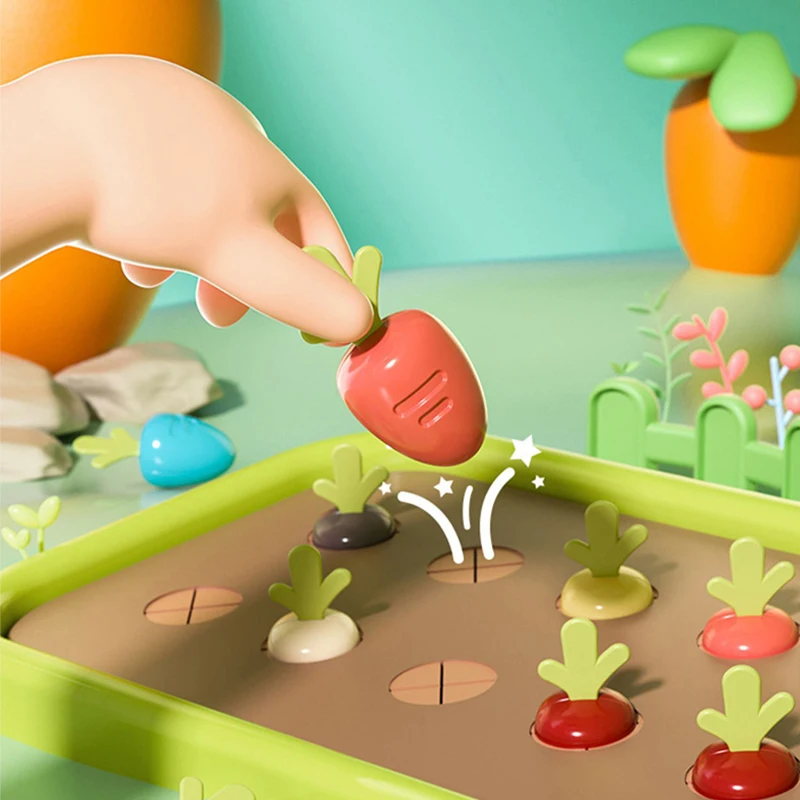 Toddler Montessori Toy Fishing Whac A Mole Pull Carrot Feeding 4-In-1 Multifunctional Music Toy Learning Educational Baby Gift 3