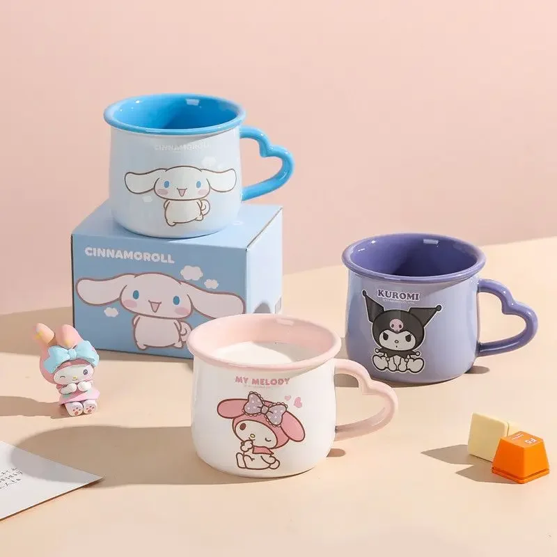 

Cartoon Sanrio Cinnamoroll Kuromi Cute Water Cups Ceramic Mugs New Kawaii Fashion 350ml Mini Portable Gift for Dormitory Home