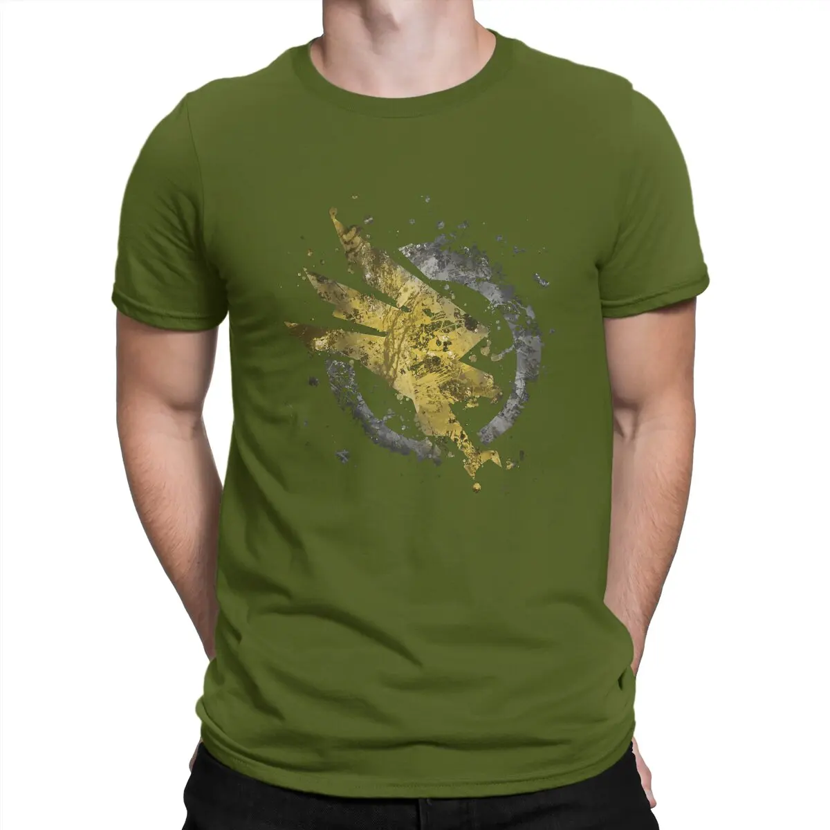 thumbnail image 1 of Camisetas para hombre GDI Splatter, camiseta novedosa de algodón, camiseta de manga corta, camiseta de alerta roja, cuello redondo, ropa gráfica, 1 of 7
