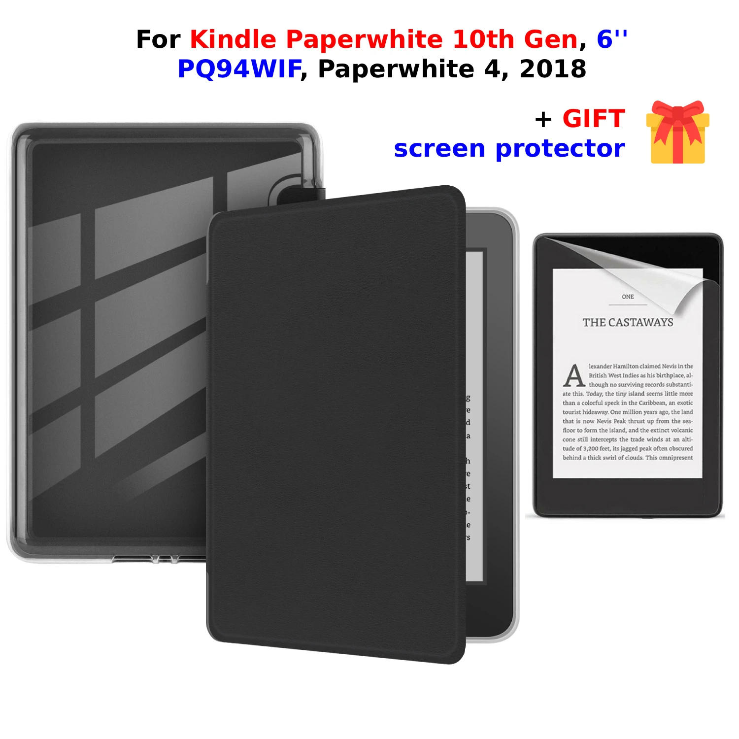 For Kindle Paperwhite 10th Gen Case + Screen Protector PQ94WIF 6