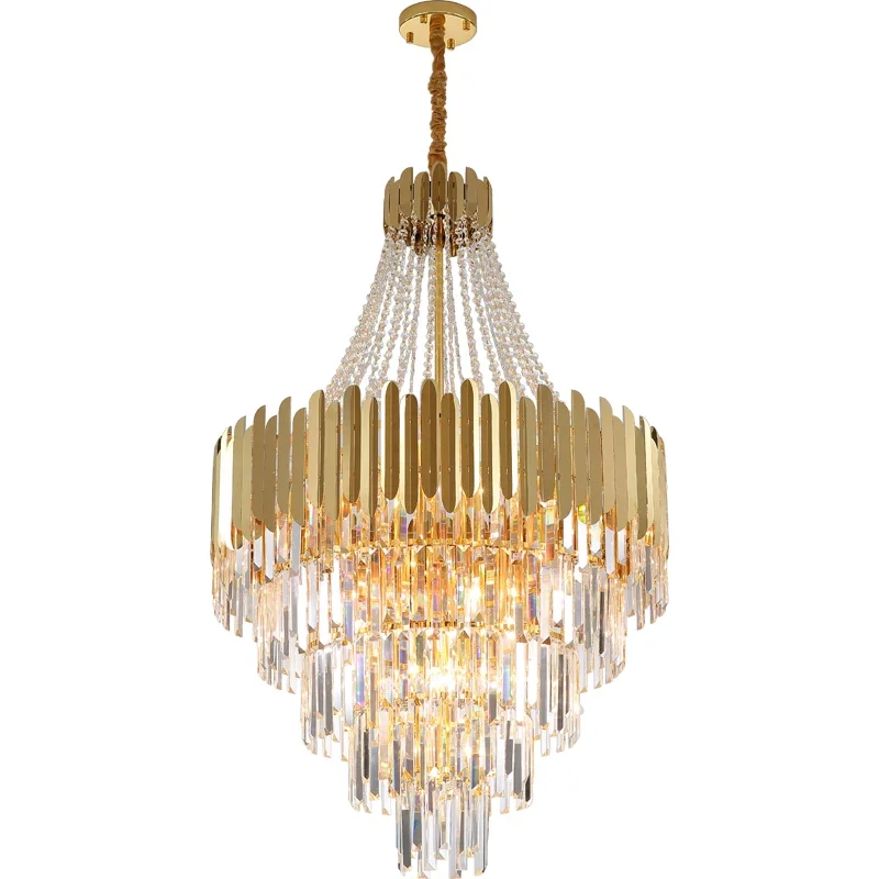 

Luxury Crystal Chandelier Lighting Modern Atmosphere Living Room Chandelier Duplex Building Hotel Lobby Staircase Pendant Lamps