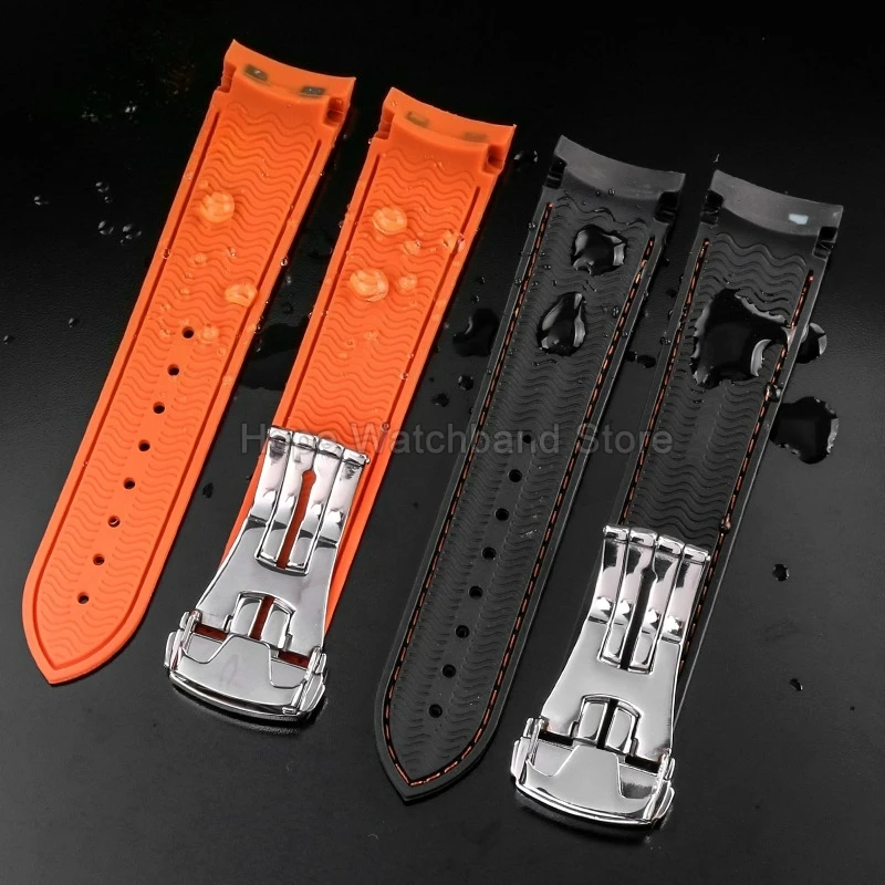 Omega Seamaster Vibrant Orange Silicone Watchband - Durable, Heat-Resistant & Soft-Textured