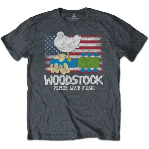 

Официальная футболка с флагом Woodstock, Мужская футболка унисекс